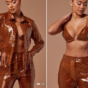 Fashion Nova Sequin Set in Bronze